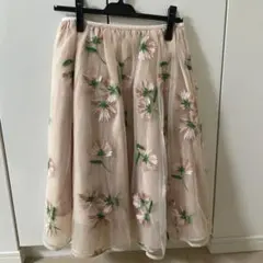 チェスティ Chesty チュール スカート 花柄刺繍 0 ピンク　9A707