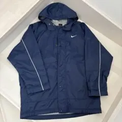 90's Nike フリースライニング ナイロンジャケット M ネイビー 黒タグ