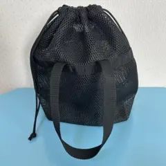 無印良品　立体メッシュ持ち手付き巾着　黒　Ｍ