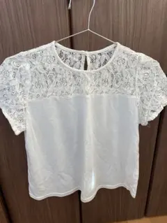 ホワイト レース 半袖トップス　重ね着