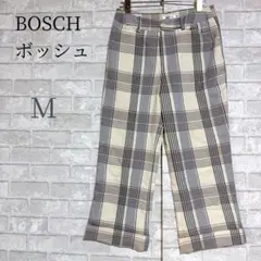 ボッシュ クロップドパンツ チェック柄 グレー ホワイト 38 Ｍ 上品