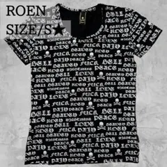 美品 Roen スカル 総柄 Tシャツ Vネック ドクロ Y2K お兄系 黒のサムネイル