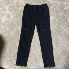 ブラック ダメージ加工 スキニーパンツ