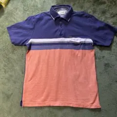 Crocodile ストライプポロシャツ M ネイビー/ピンク