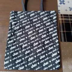 niko and... トートバッグ 黒/ホワイト