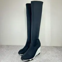 【極美品】＋diana ハイウェッジ ストレッチブーツ　ロングブーツ