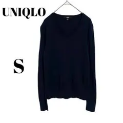 【UNIQLO】Vネック セーター ネイビー　ニット 無地 秋冬　綿　カシミヤ