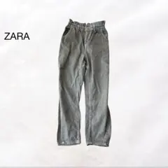 ZARA ザラ ハイウエストデニムパンツ フリル付き カジュアル 春夏 デニム