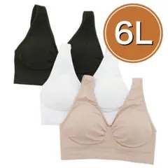 ノンワイヤー ブラジャー 3枚セット6L ブラック ベージュ