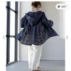 HUG.U レース切替 フード付きパーカー UVカット ネイビー | Mercari