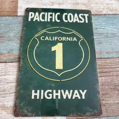 パシフィックコースト　カリフォルニア　CA 緑　アメリカ看板　ブリキ看板 A4