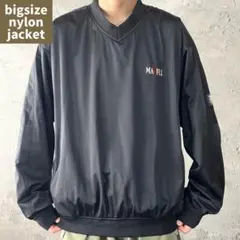 00s ナイロンジャケット プルオーバー Vネック 刺繍ロゴ ラグラン 古着 L