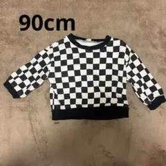 チェック柄長袖トレーナー