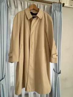 ベージュ ステンカラーコート チェックライナー付き