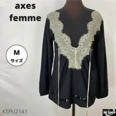 新品 axes femme トップス ブラウス レース 上品 Aライン ブラック