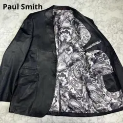 美品PS ポールスミス ラムレザー テーラードジャケット M ペイズリー柄 黒のサムネイル