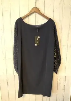 【セール！】レース　ワンピース　【ネイビー】　結婚式　二次会