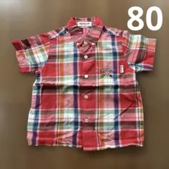 ミキハウス miki HOUSE 半袖 Tシャツ チェック90㎝　今期 MIKI HOUSE（ミキハウス） tシャツ ミキハウスチェックバックロゴ半袖