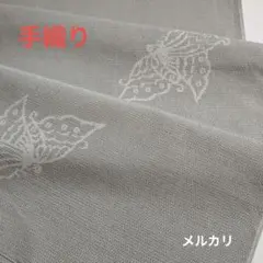 着物はぎれ　正絹979　手織り紬　アンティーク　生地　古布　☆おまけ付き