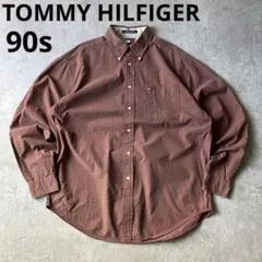 90s トミーヒルフィガー 長袖シャツ チェック y2k 平成 古着 2XL