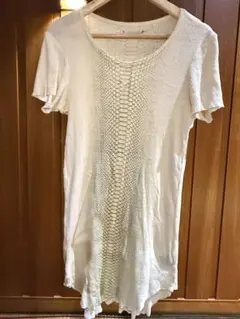 if six was nine ヘビ柄 デザインTシャツ 白系 蛇柄プリントのサムネイル