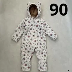 ベルメゾン　ジャンプスーツ　花柄　キルティング　 90 スキーウェア
