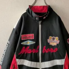 マルボロ 刺繍センターロゴ 裏地総柄 ナイロン レーシングジャケット XL
