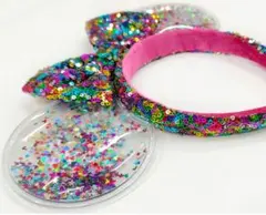 【海外ディズニー限定版】ミニーマウススパンコール 紙吹雪入りカチューシャ