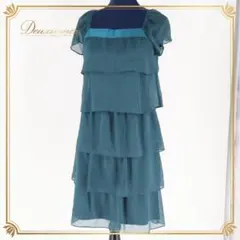 【日本製 パーティドレス】濃い青緑色 UNTITLED ワンピース ドレスのサムネイル