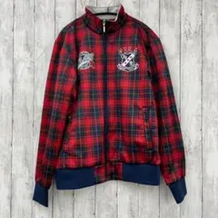 【 FILA GOLF 】裏起毛ジャケット 格子柄 Lサイズ ゴルフ レッド系