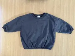 オリジナル韓国子ども服 ダークグレー シンプルトレーナー