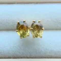 ✧天然石 非加熱イエローサファイア4.0×3.0mm✧Ⅱ　ピアス　ステンレス