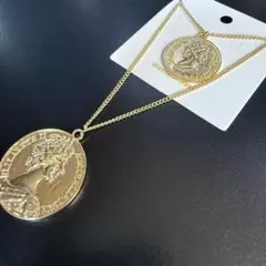 新品未使用品 2連 コイン大 ゴールドメダルネックレス