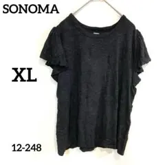 SONOMA【XL】フリル付き半袖Tシャツ ブラック カットソー 黒