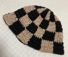 クラッシャーハット　クロシェハット　ビーニー　バケットハット　チェック柄