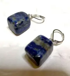 天然石ピアス　イヤリング　ラピスラズリ　925シルバー　フレンチフック