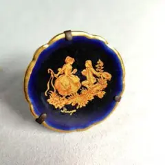 フランスLimoges リモージュ製 ミニプレート 金彩 コバルトブルー