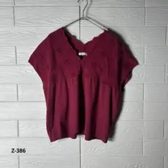 【サマンサモスモスブルー】★半袖★刺繍★(フリー)★赤★レディース