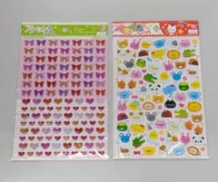 【未使用】平成レトロ ぷくデコ マシュマロシール 動物 リボン 2枚セット