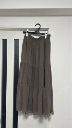 グレー シフォン フレアロングスカート