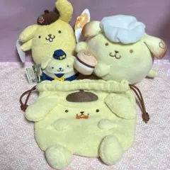 ポムポムプリン ぬいぐるみ ポーチ マスコット 4点セット