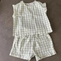 SHEIN ガール ギンガムプリントフリルラップブラウス&ショーツセット