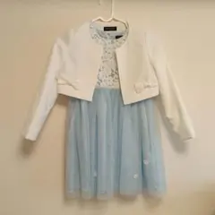 クリーニング済み！子どもフォーマルワンピース ブルー 水色 花がら１３０サイズ