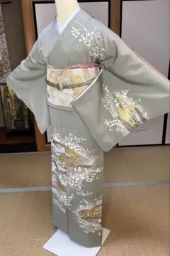 正絹高級大人な訪問着4点フルセット 訪問着　袋帯　帯締め　帯揚げ