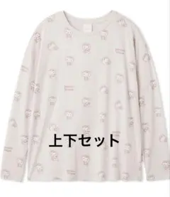 サンリオ ジェラピケ 総柄ロンT ロングパンツ 上下セット ピンク