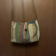 古布　裂織りのショルダーバッグ　ハンドメイド