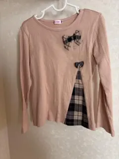 ミキハウス MiKi HOUSE リボン 長袖 ロンT ピンク 冬