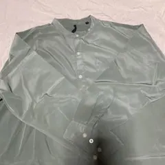 状態良　バンドカラーシャツ　ノーカラーシャツ グリーン