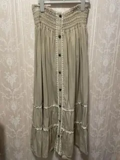 ベージュ レース装飾 ロングスカート♡アクシーズファム