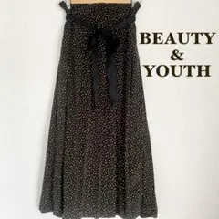 【BEAUTY&YOUTH】【美品】ドットプリーツスカート ブラック